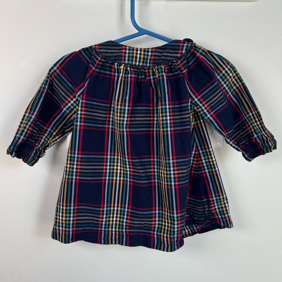 Hanna Andersson Navy & Multicolour Plaid Long Sleeve Dress Girls 3-6 Months Baby - Picture 3 of 7